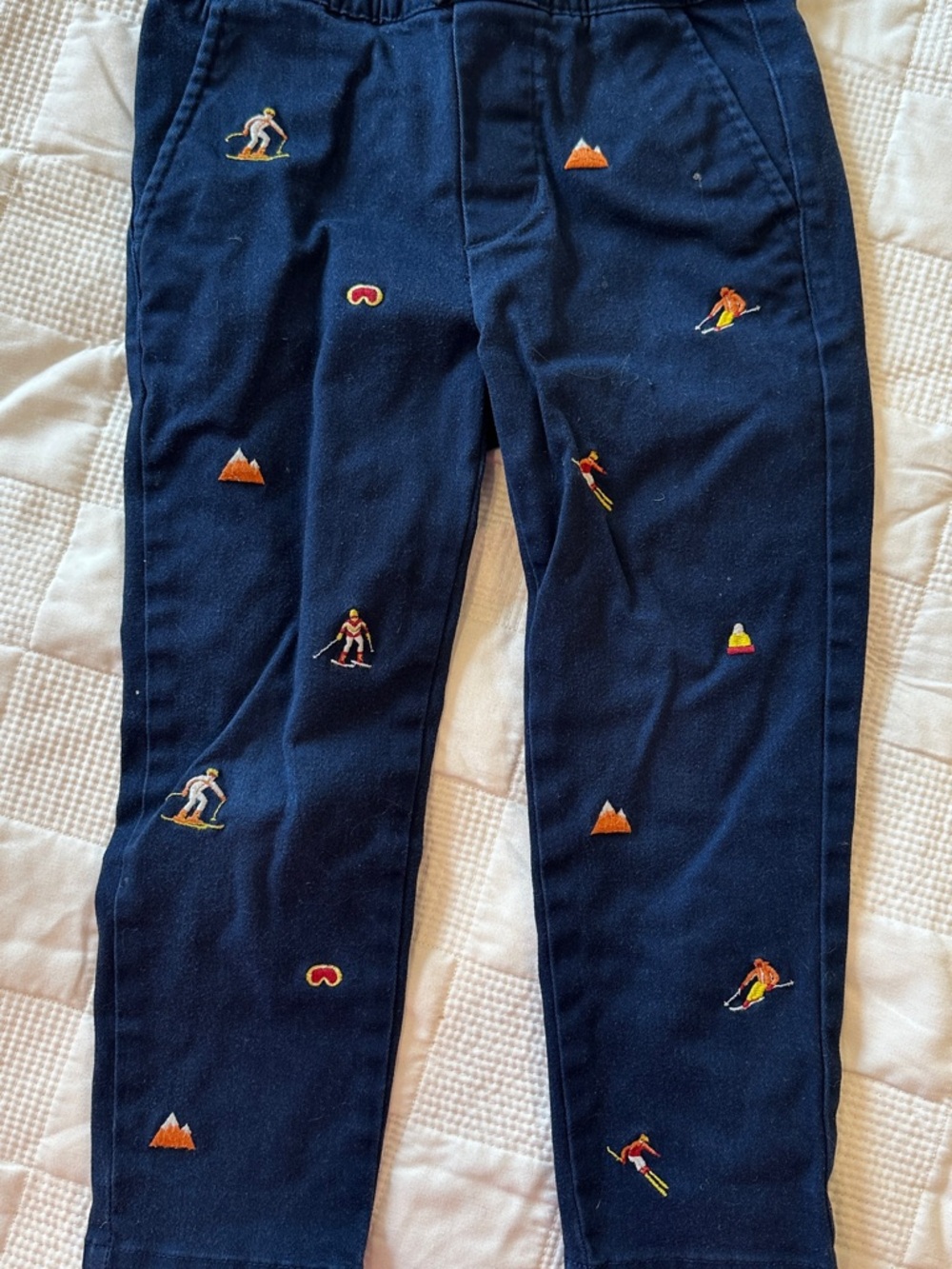 Janie and Jack Navy Corduroy Pants with Cream Lining